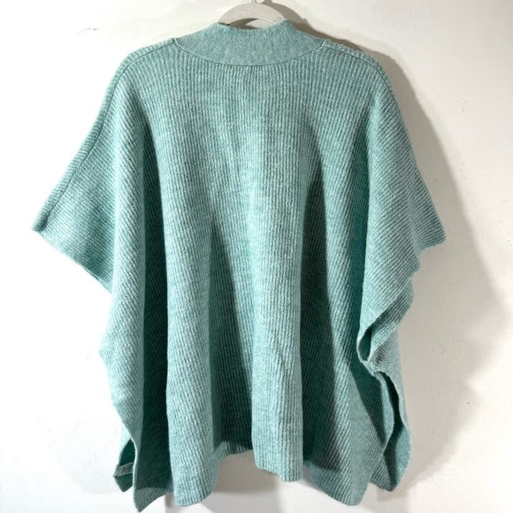 LOFT ribbed knit cozy sweater poncho pale green - Picture 6 of 8